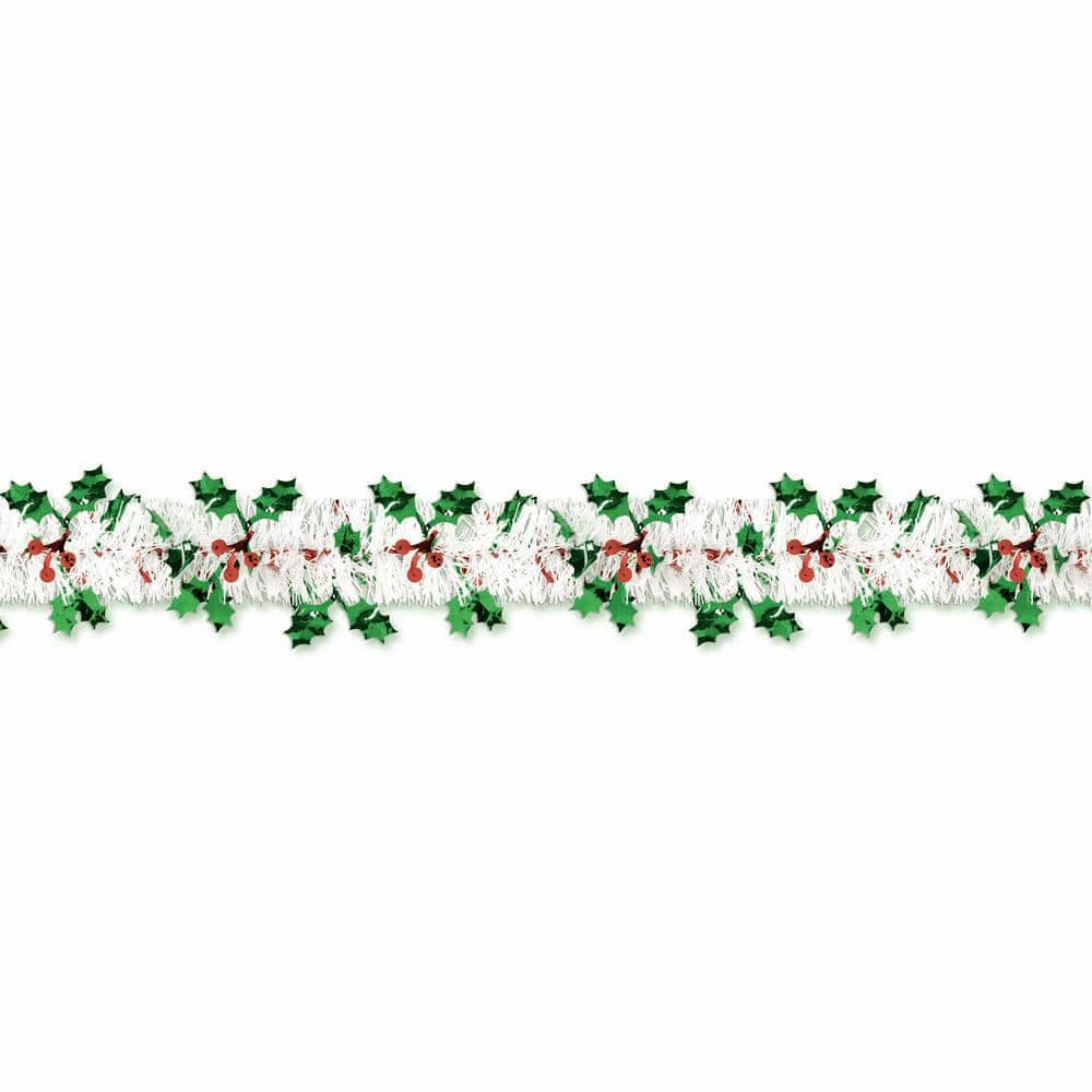 UPC 048419655473 product image for 18 ft. Christmas Holly and Berry Tinsel Garland (2-Pack) | upcitemdb.com