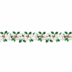 18 ft. Christmas Holly and Berry Tinsel Garland (2-Pack)