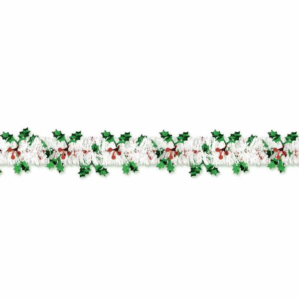 Amscan 18 ft. Christmas Holly and Berry Tinsel Garland (2-Pack)