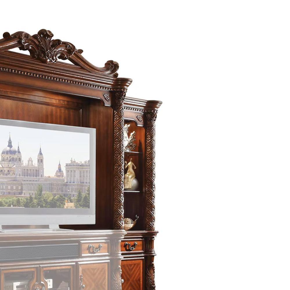 Vendome II Cherry Baroque Entertainment Center with Gold Accents