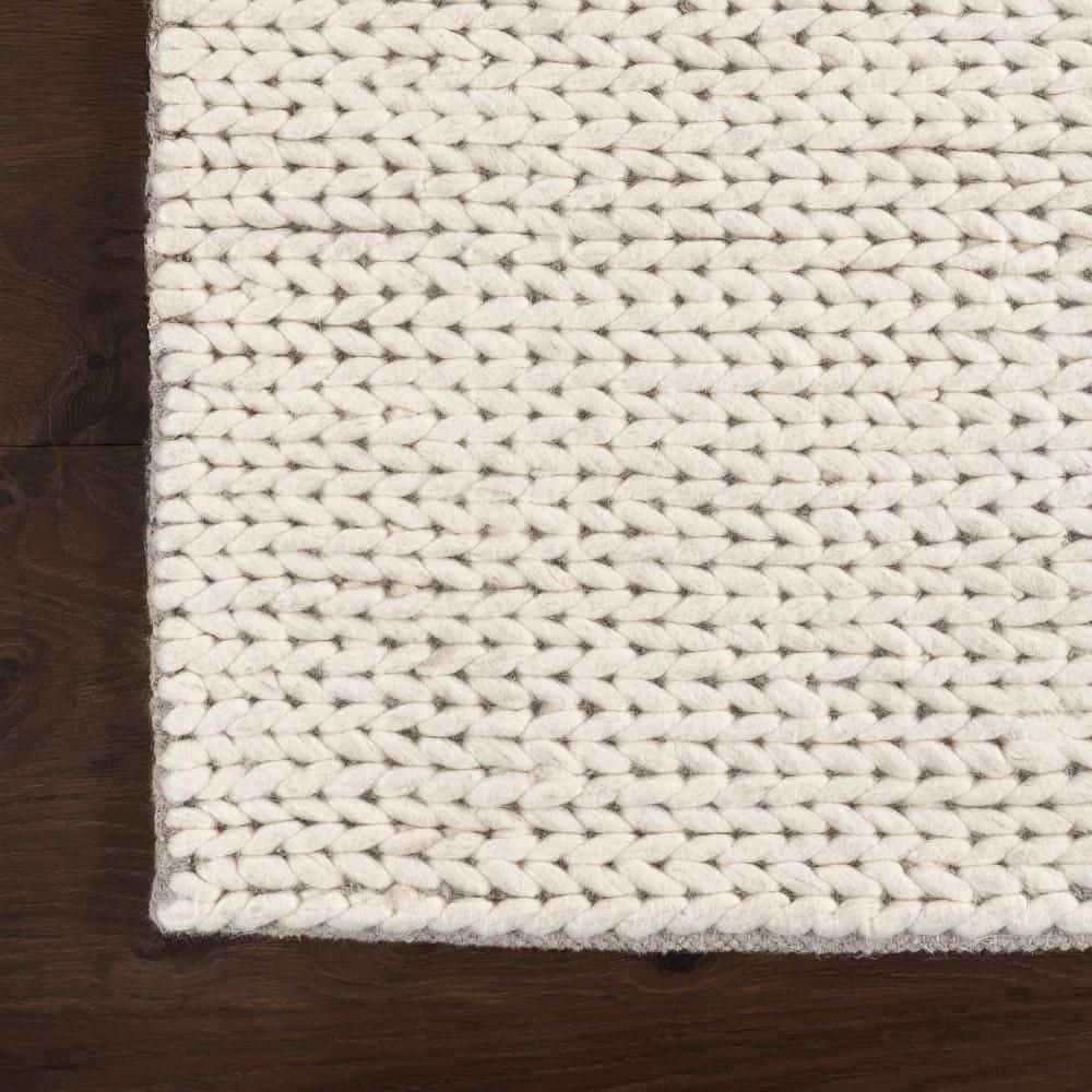 Handmade Off-White Braided Wool 5' x 8' Area Rug