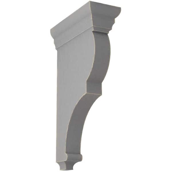 Ekena Millwork 3-1/2 in. x 14 in. x 7-1/2 in. Pebble Grey Extra Large Rojas Wood Vintage Decor Corbel