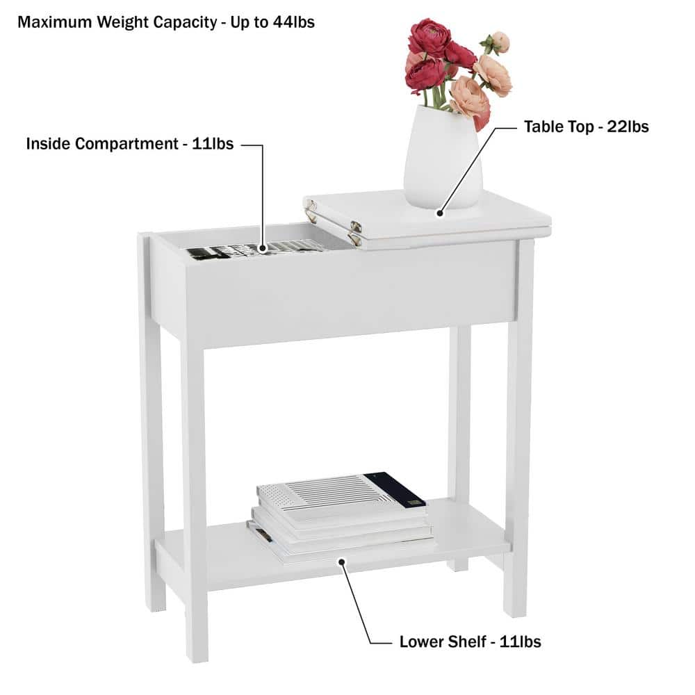 Matte Black Wooden Flip-Top Slim Slide End Table - thumbnail 9