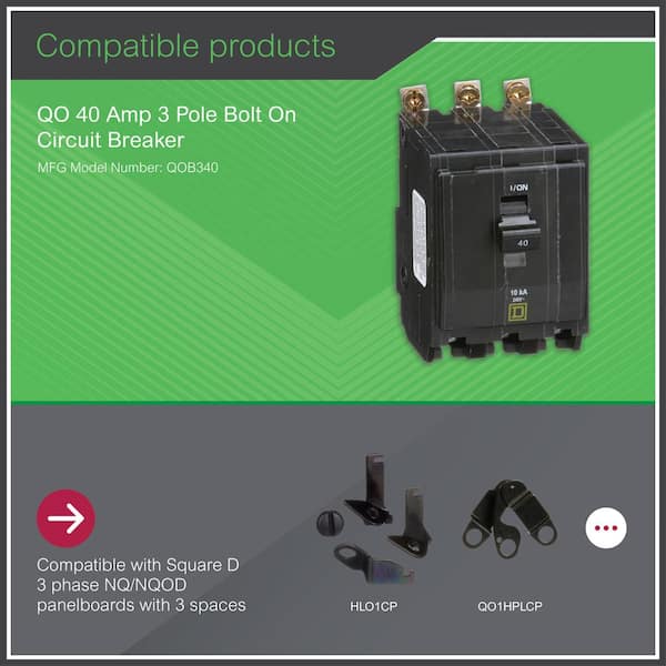 Square D QO 40 Amp 3-Pole Bolt-On Circuit Breaker