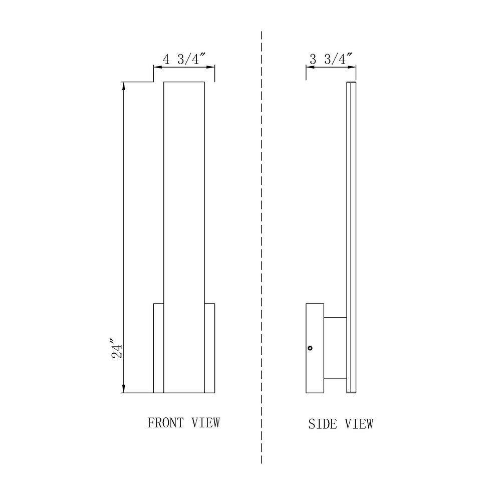 Black and White 24" Dimmable Outdoor Wall Sconce