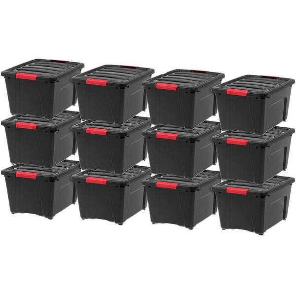 Iris 12 Qt. Heavy Duty Plastic Storage Box in Black (6-pack)