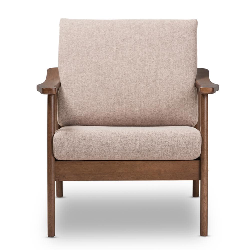 Venza Light Brown Faux Leather Walnut Lounge Chair