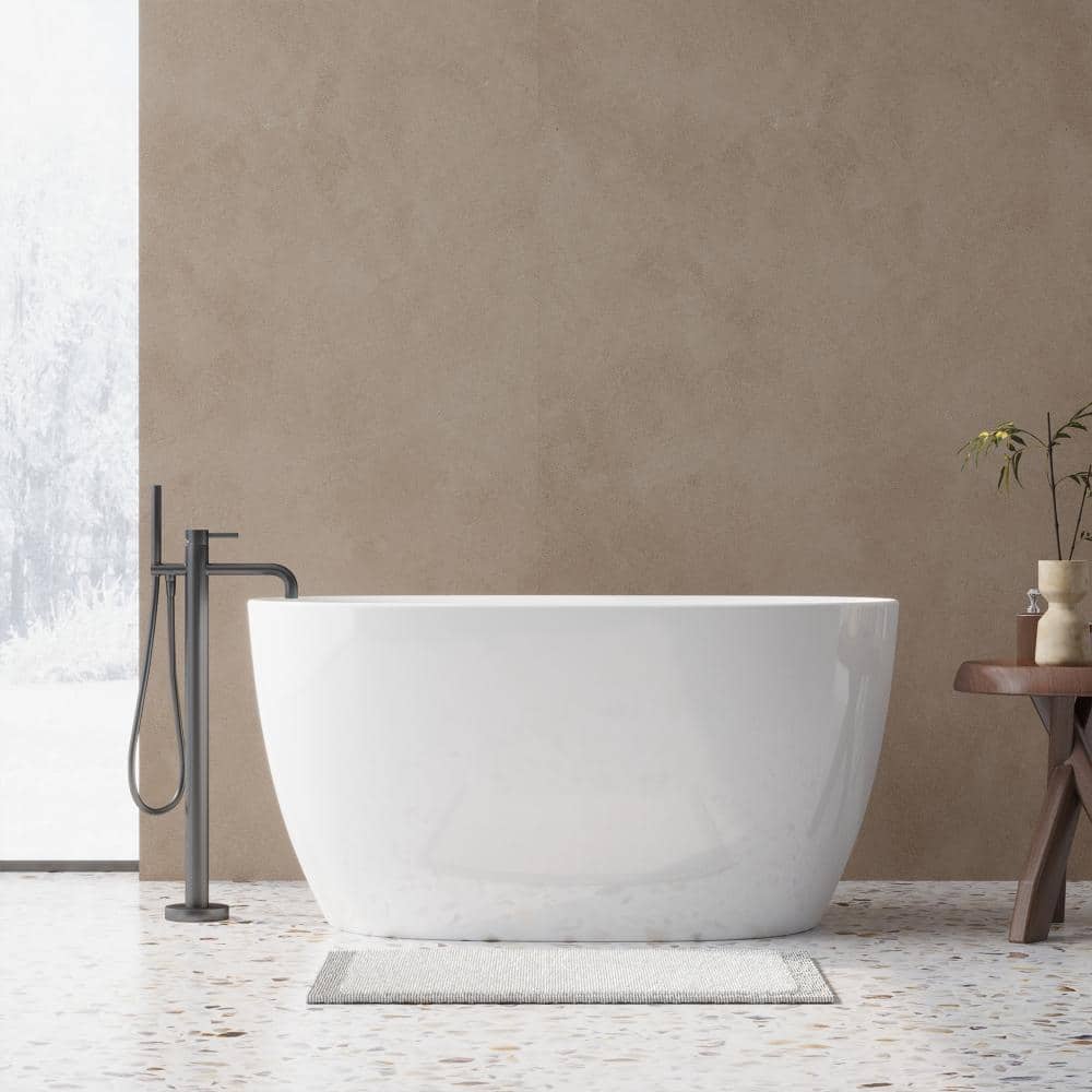 67 Inch Freestanding Solid Surface Tub, Spacious Modern Soaking Bathtub for Home Bathroom price history on PriceWatchPro