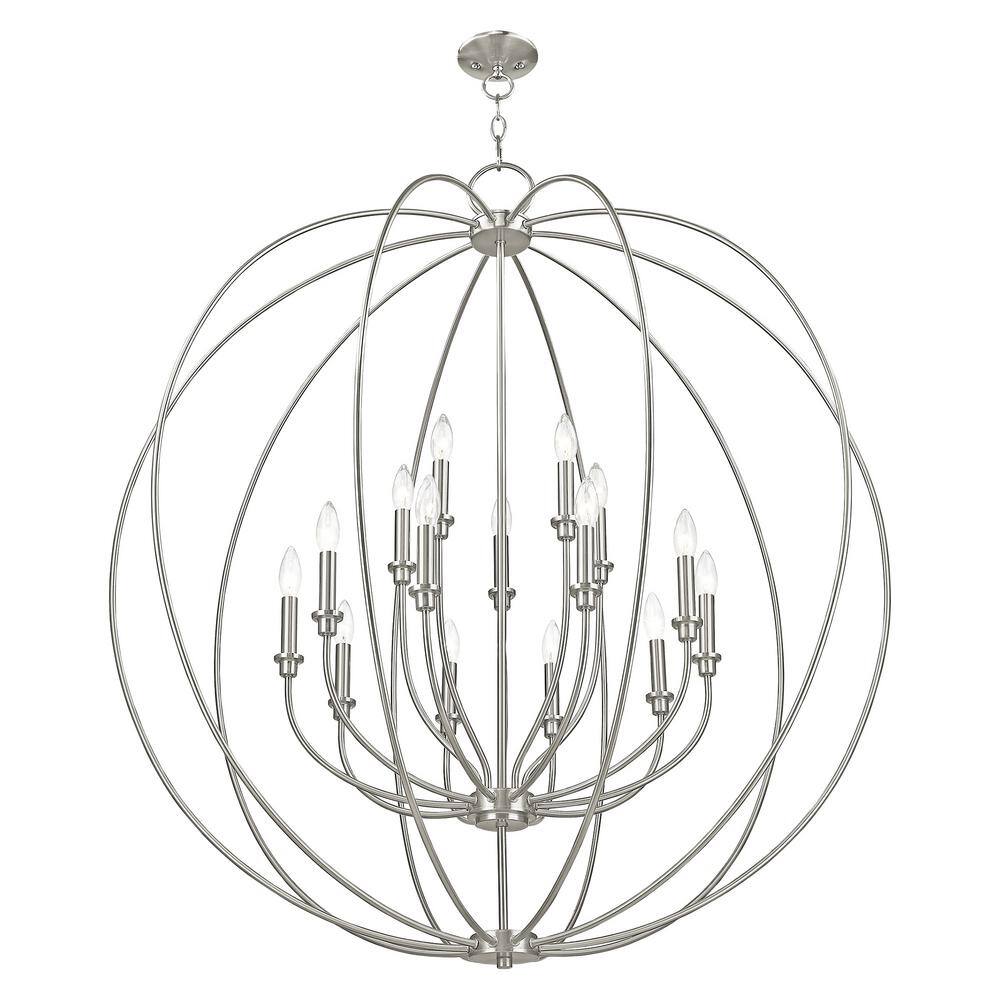 Elegant Brushed Nickel 15-Light Candelabra Chandelier