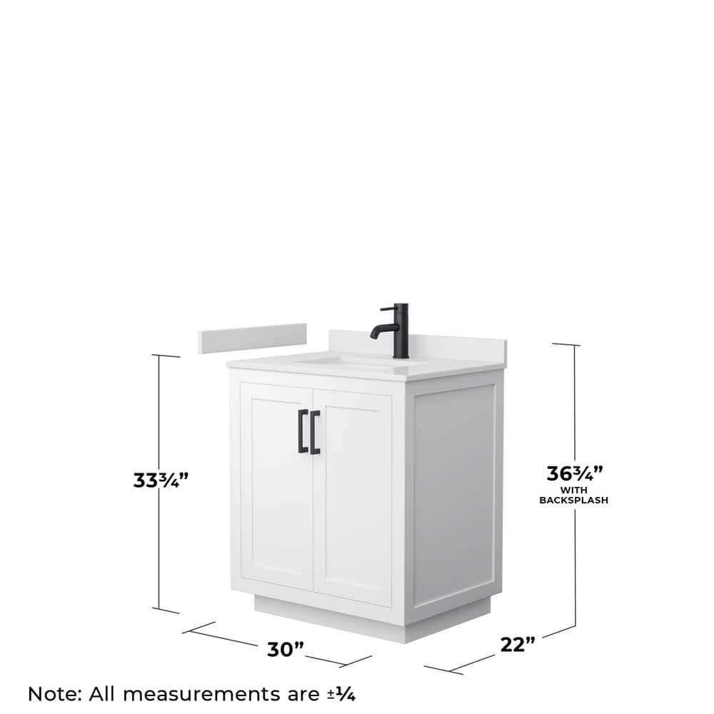 Miranda 30" White Freestanding Bathroom Vanity with Cultured Marble Top