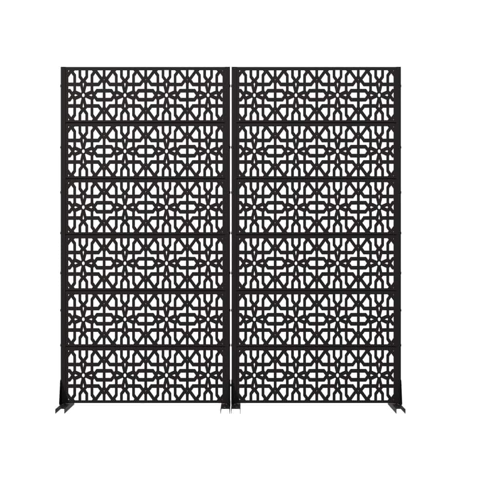 72 in. H x 35.5 in. W Outdoor Black Galvanized Steel Decorative Garden Fence Privacy Screen (2-Pack) price history on PriceWatchPro