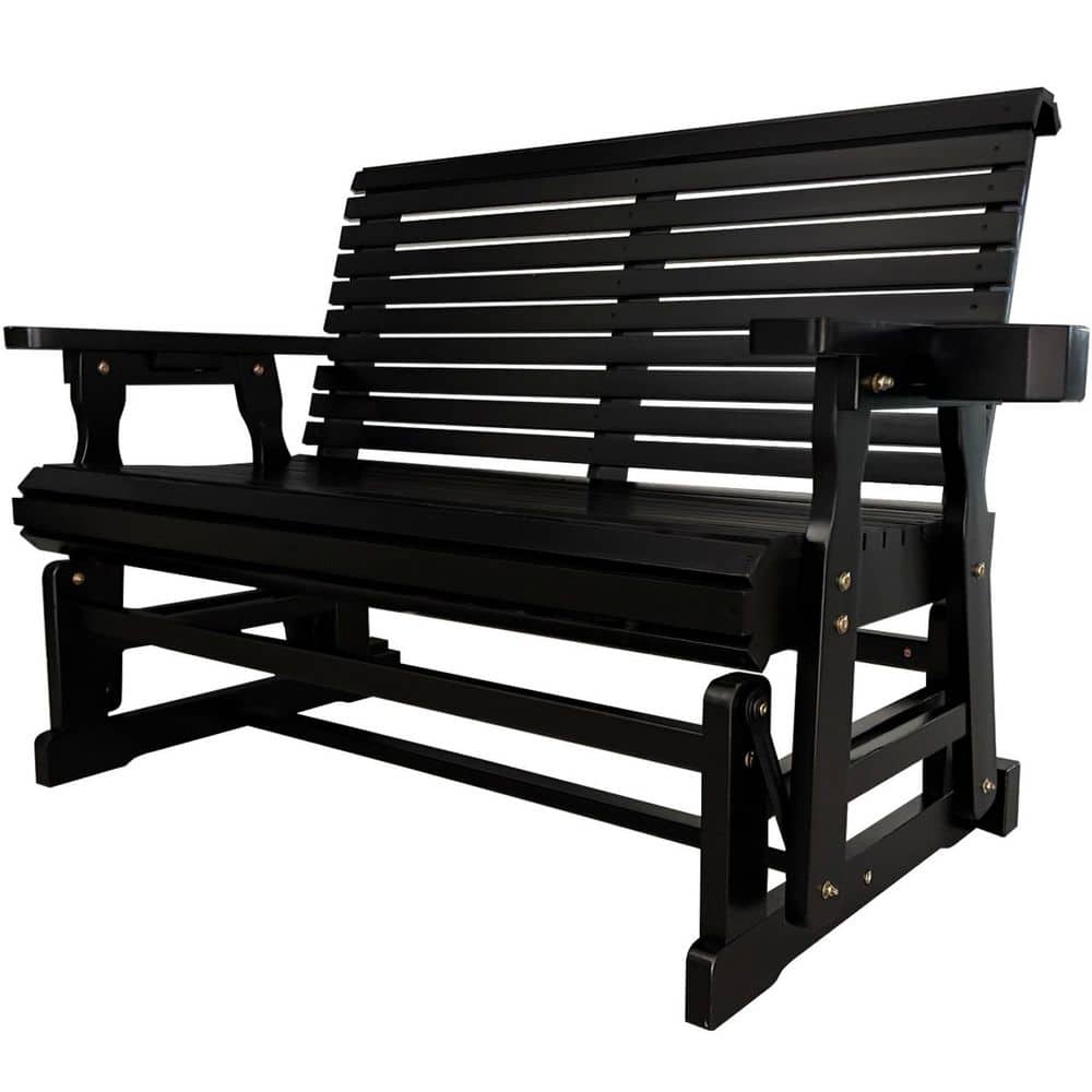 Innovaze 2-Person Wood Outdoor Glider with Cup Holders, All