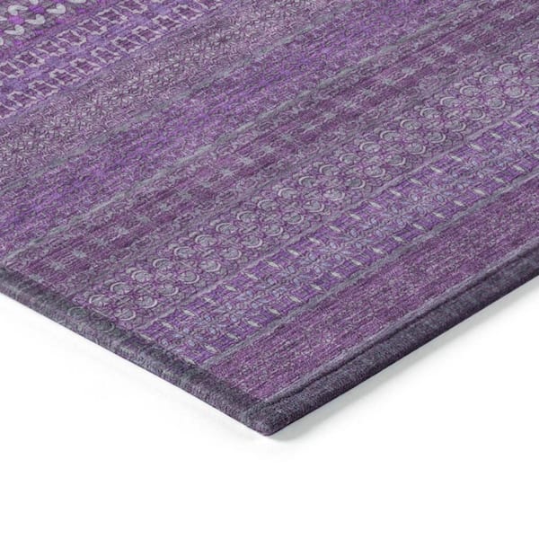 Eggplant 3 ft. x 5 ft. Woven Striped Polyester Rectangle Indoor/Outdoor Area Rug
