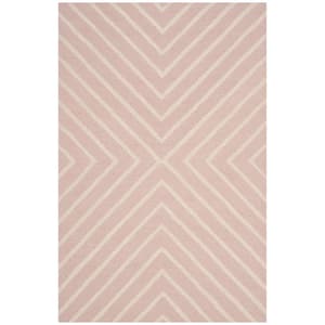 Kids Pink/Ivory Doormat 3 ft. x 5 ft. Geometric Area Rug
