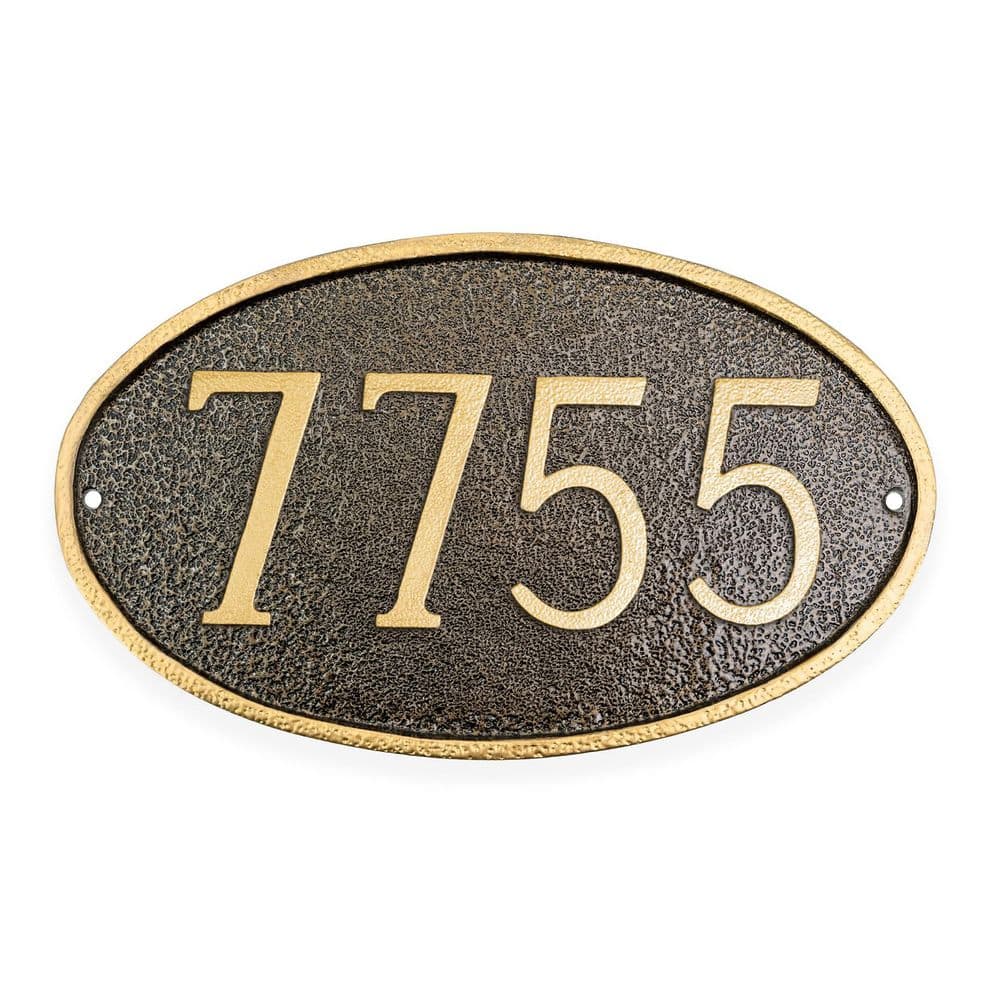Classic Oval Small Address Sign Plaque - Hammered Bronze/Gold price history on PriceWatchPro