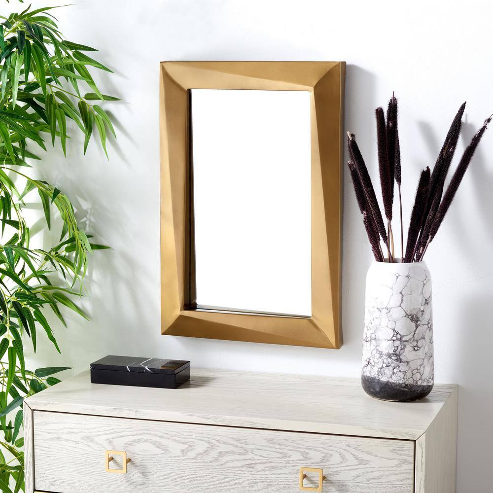Ellarose 24" Gold Rectangular Wood Wall Mirror