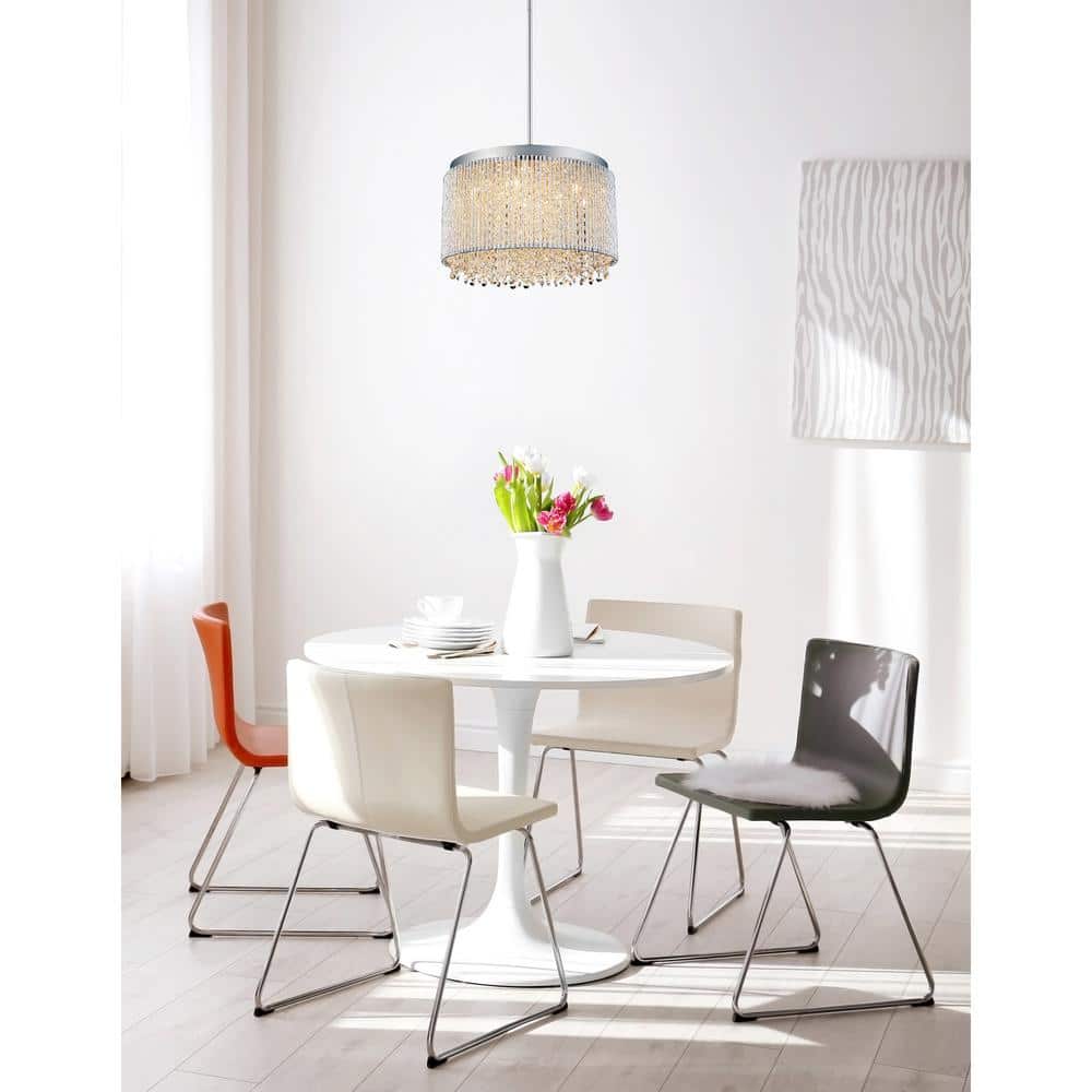 Claire 24" Chrome Drum Shade Chandelier with Crystal Accents