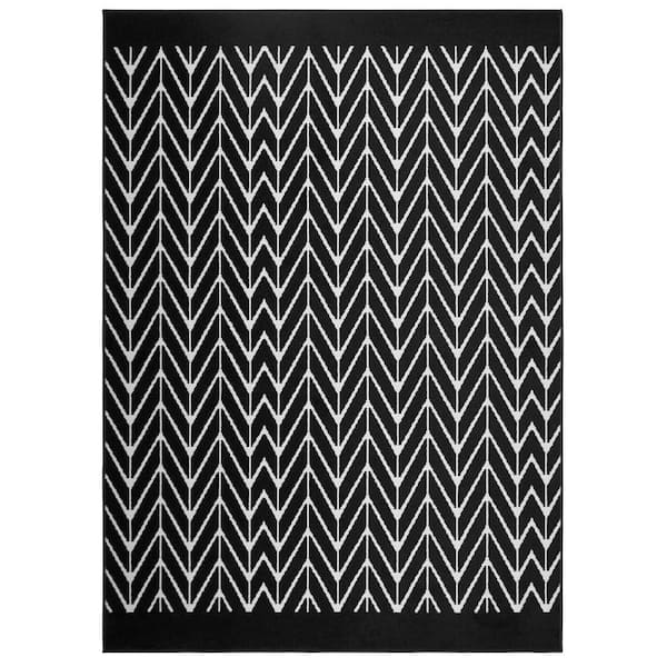 Home Dynamix Premium Orin Black/Ivory 5 ft. x 7 ft. Abstract Area Rug