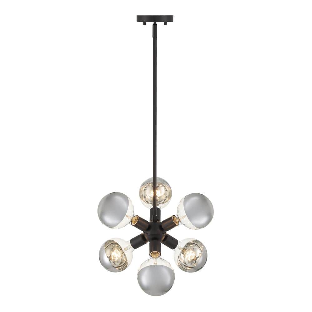 Gambit 6-Light 7'' Matte Black Mid-Century Modern Pendant