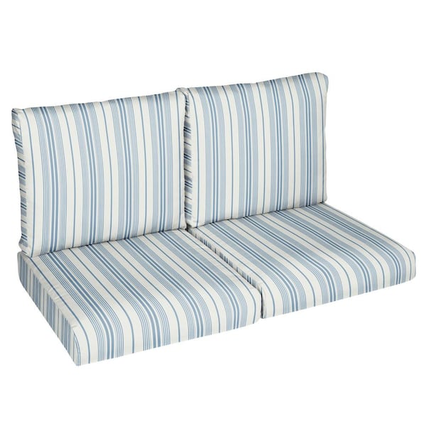 Mozaic Company Sorra Home 23 in. x 23.5 in. x 5 in. (4-Piece) Deep Seating Outdoor Loveseat Cushion in Wellfleet Sea