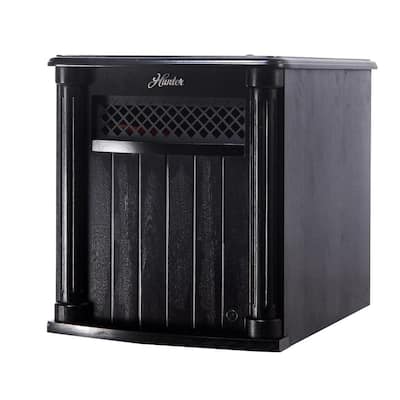 6 Quartz Element Solid Wood Cabinet Infrared Portable Heater with Remote Control in Black
