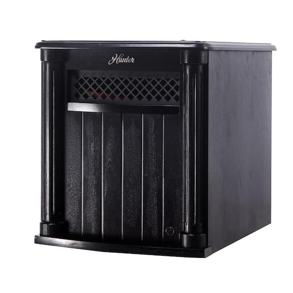Hunter 6 Quartz Element Solid Wood Cabinet Infrared Portable Heater with Remote Control in Black