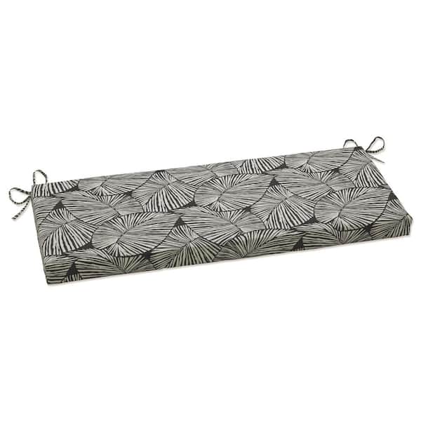 Pillow Perfect Tropical Rectangular Outdoor Bench Cushion in Black
