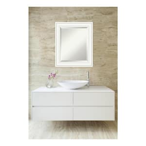 Craftsman White 21 in. x 25 in. Beveled Rectangle Wood Framed Bathroom Wall Mirror in White