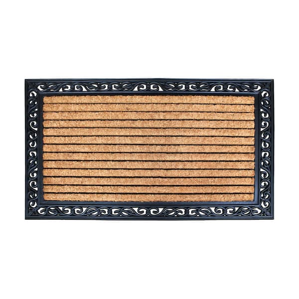 Unbranded A1HC First Impression Molded 30 in. x 48 in. Rubber and Coir Double Door Non-Slip Outdoor Door Mat