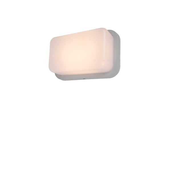 LUTEC Coastal Hatteras White Outdoor Integrated LED Bulkhead Wall Lantern