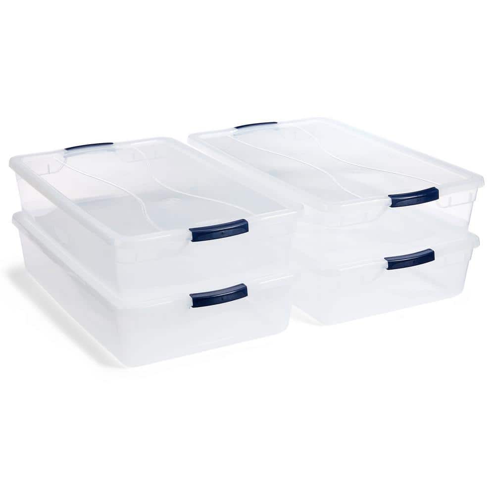 Rubbermaid 41 qt. Cleverstore Latching Stackable Storage Tote, Clear (4-Pack) -  RMCC410008