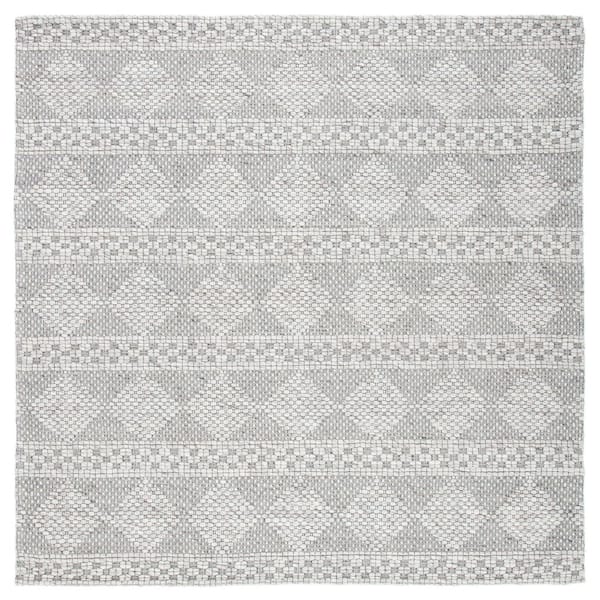 SAFAVIEH Marbella Beige/Gray 7 ft. x 7 ft. Diamond Striped Square Area Rug