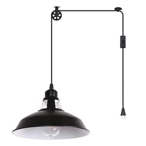 10.6 in. 1-Light Plug-In Industrial Bowl Shaded Pendant Light with 16.4 ft. Cord On/Off Switch