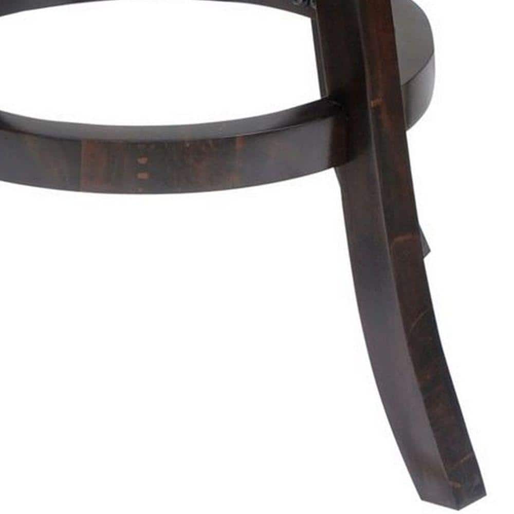 Elegant Dark Brown Swivel Counter Stool with Cushioned Leather Seat