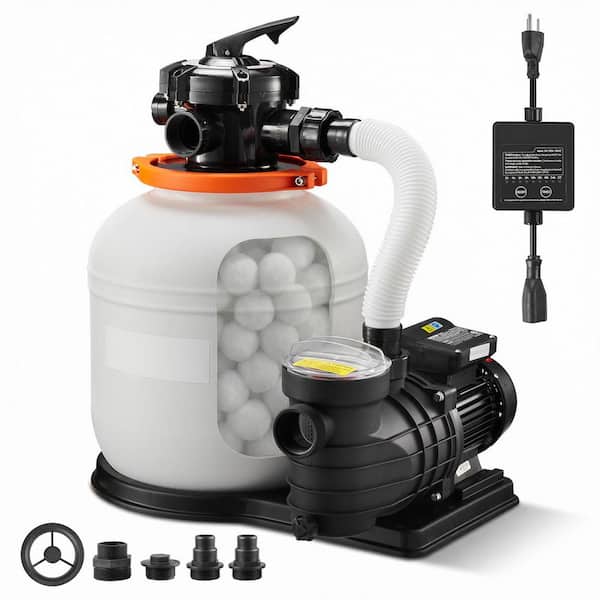 FlashPure 14 in. 0.75 HP Above Ground Pool Sand Filter Pump with Timer, 3500 GPH