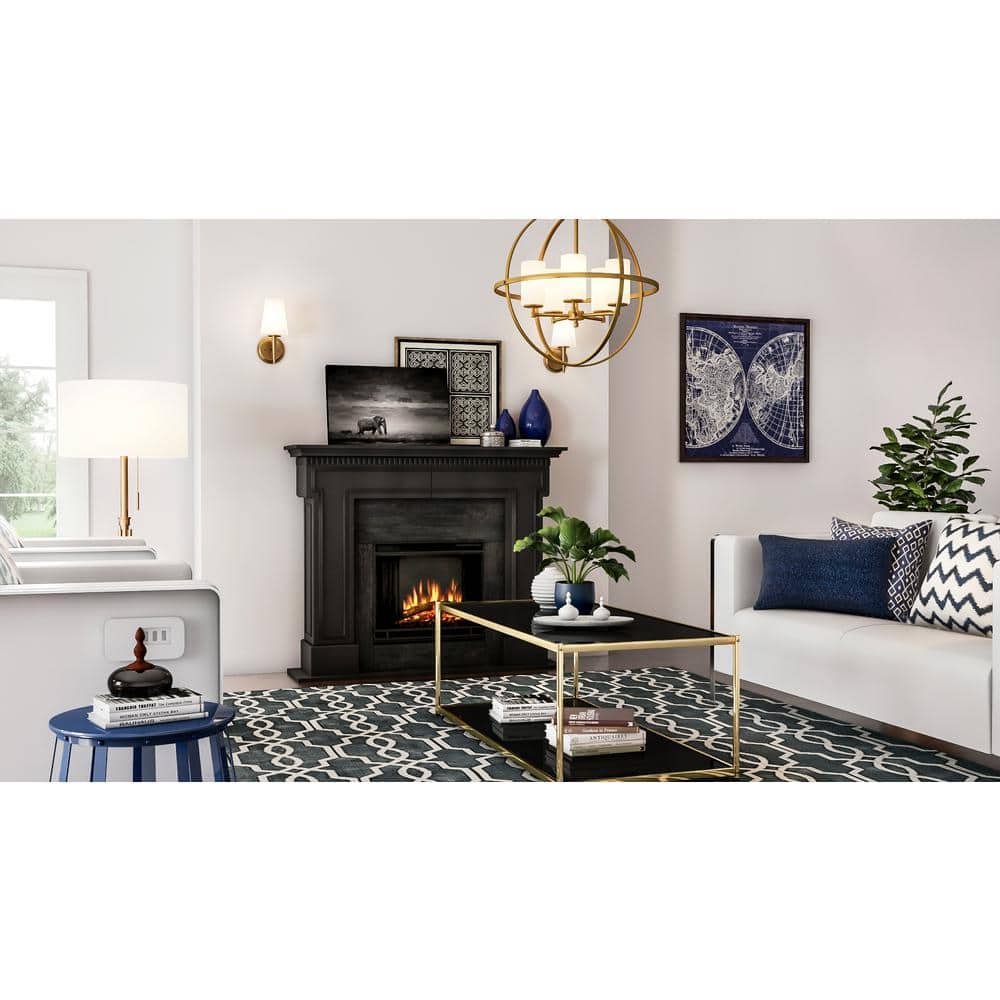 Elegant Satin Brass 5-Light Chandelier with White Glass Shades
