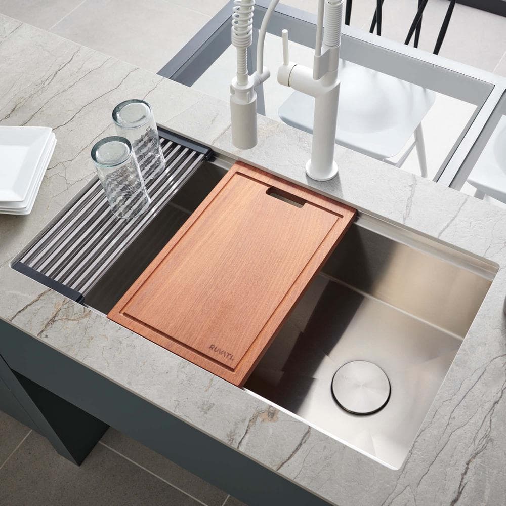 Ruvati 33-Inch Stainless Steel Workstation Kitchen Sink with Cutting Board