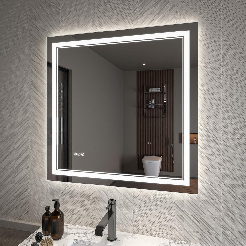 36 in. W x 36 in. H Square Frameless Silver Dimmable Fog Free Wall Mount LED Lighted Bathroom Vanity Mirror price history on PriceWatchPro