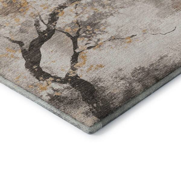 Mayfield Premium Machine Washable Abstract AMF1804 Putty 3 ft. x 5 ft. Area Rug