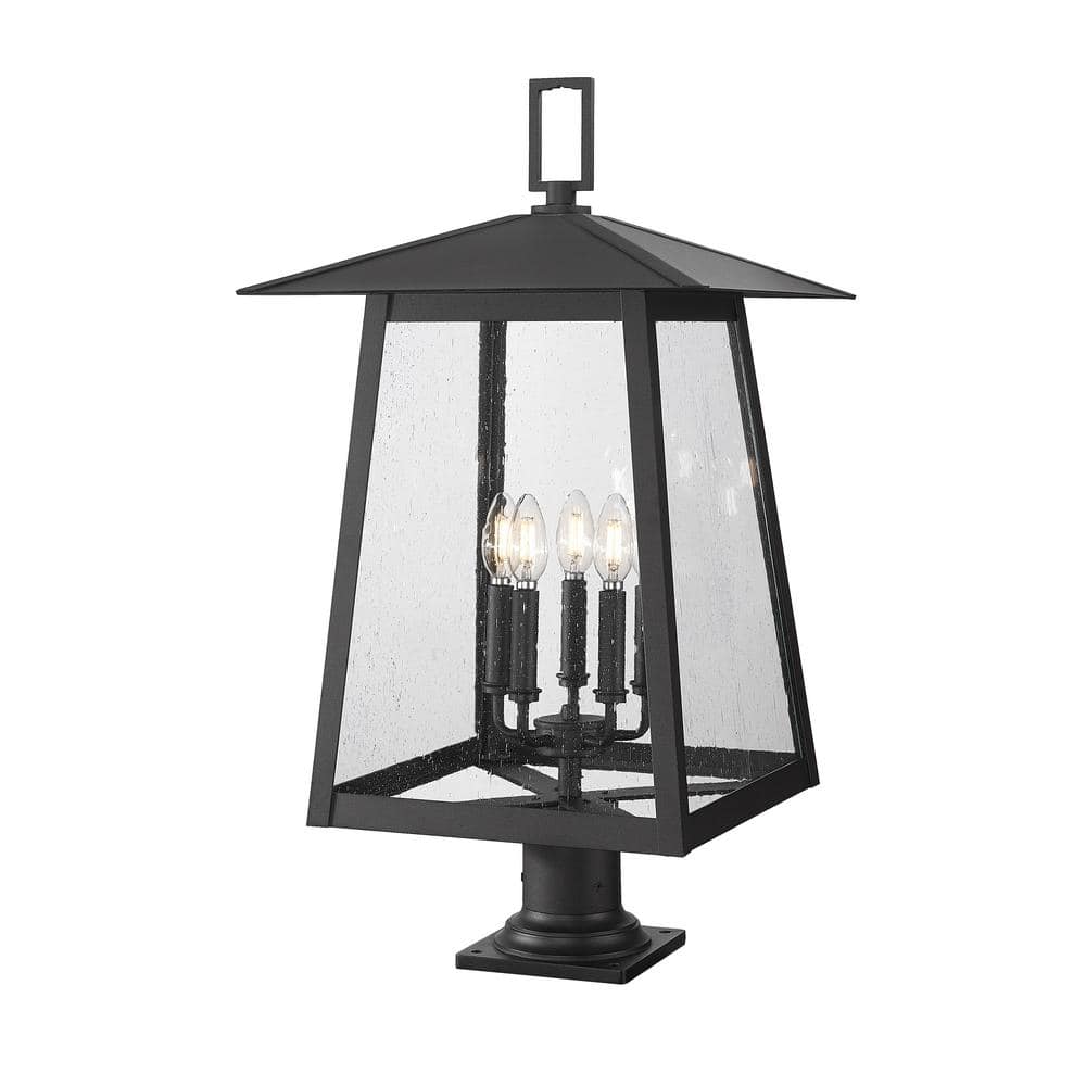 Rainer 29.5 in. 5-Light Black Aluminum Hardwired Outdoor Marine Grade Pier 