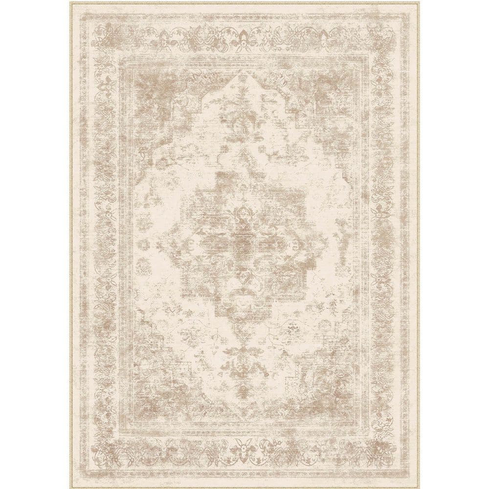 Persia Beige 5 ft. x 7 ft. Vintage Medallion Distressed Area Rug price history on PriceWatchPro
