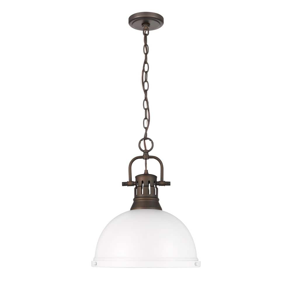 Duncan 16.875 in. 1 Light Rubbed Bronze Pendant Light with Matte White Shade price history on PriceWatchPro