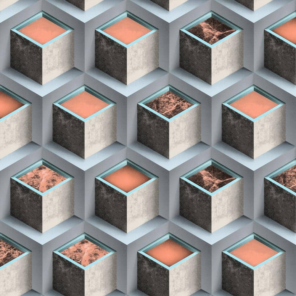 Falkirk Ophia Cubes Bronze, Grey Vinyl Peelable Roll (Covers 57 sq. ft.)