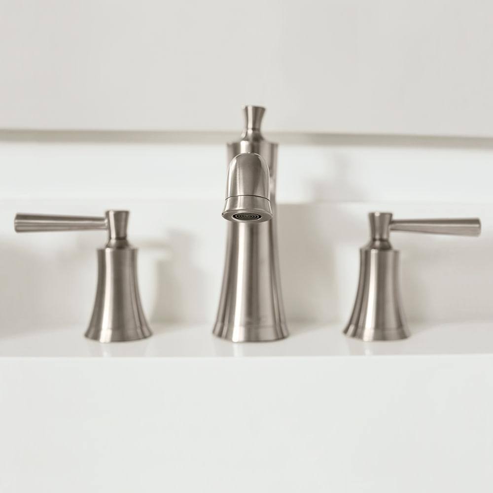Joleena Brushed Nickel Widespread Bathroom Faucet with Drain