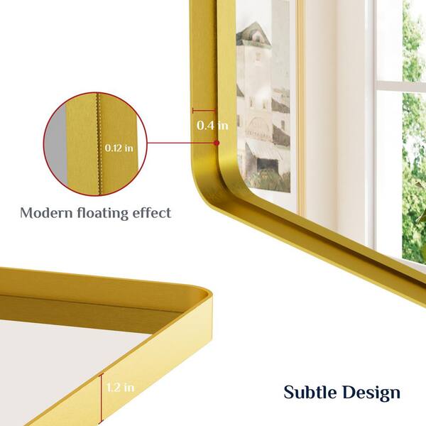じ*ん様 バロックスタイル 金色 木製 大きな鏡 Keonjinn Bathroom Mirrors 30-in W x 36-in H Rectangle