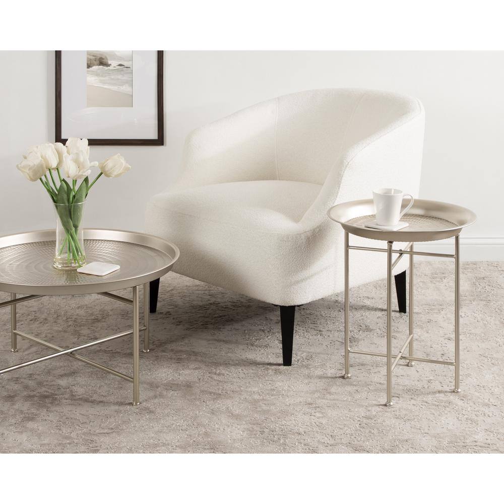 Mahdavi 26" Round Silver Metal Coffee Table