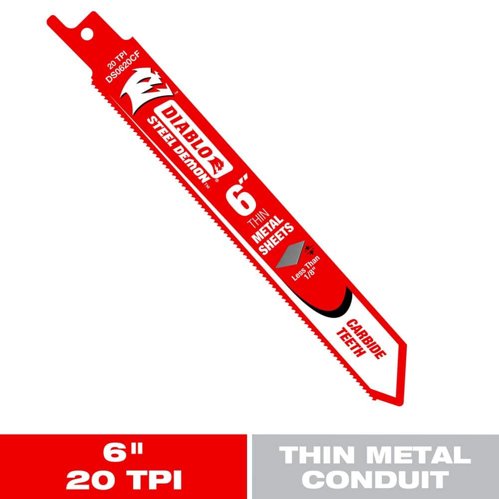 DIABLO 6 in. 20 TPI Steel Demon Carbide Strip Reciprocating Saw Blade for Thin Metal Cutting