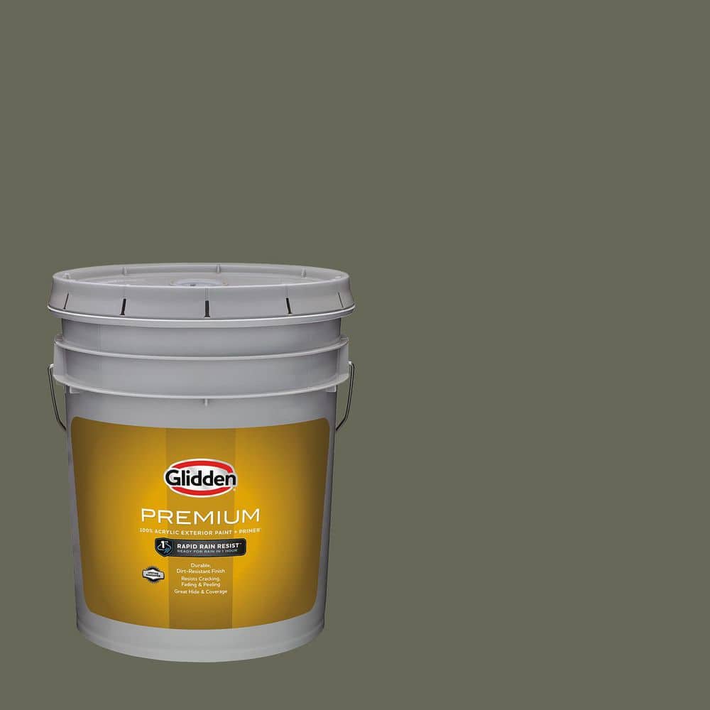 Glidden Premium 5 gal. PPG1030-7 Double Duty Satin Exterior Latex Paint ...