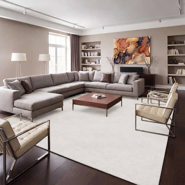 Runner Rug By The Foot 7 ft 10" x 9 ft Plush Area Runner for Hallways, Entryway and Stairs, White