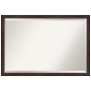 Fresco Dark Walnut 38.5 in. W x 26.5 in. H Wood Framed Beveled Bathroom Vanity Mirror in
